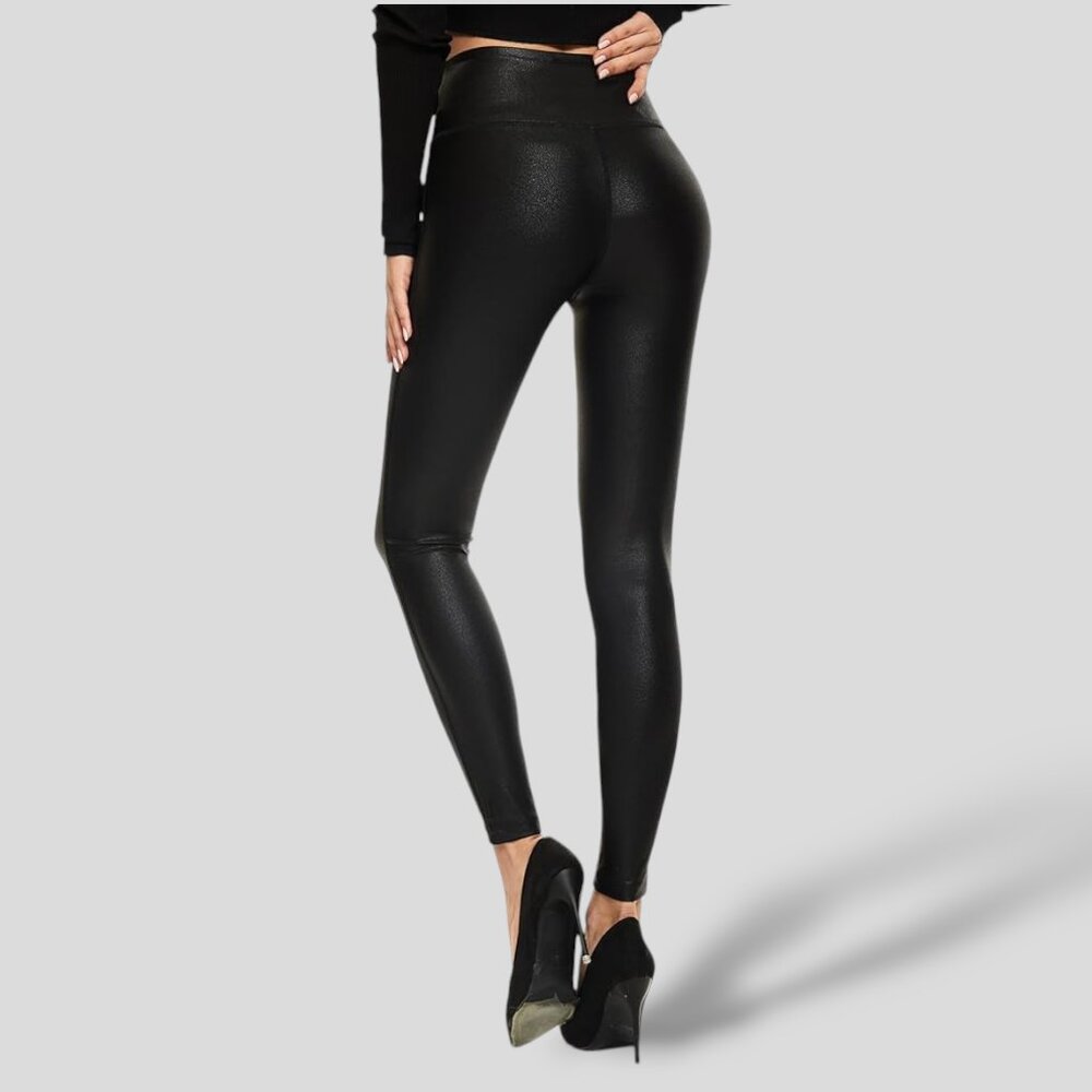 Faux Leather High Rise Stretchy Leggings
